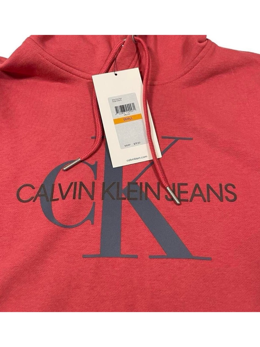 NWT Calvin Klein Jeans Size S Pastel Red Hoodie Sweatshirt (Retail Price $80) - Picture 2 of 4